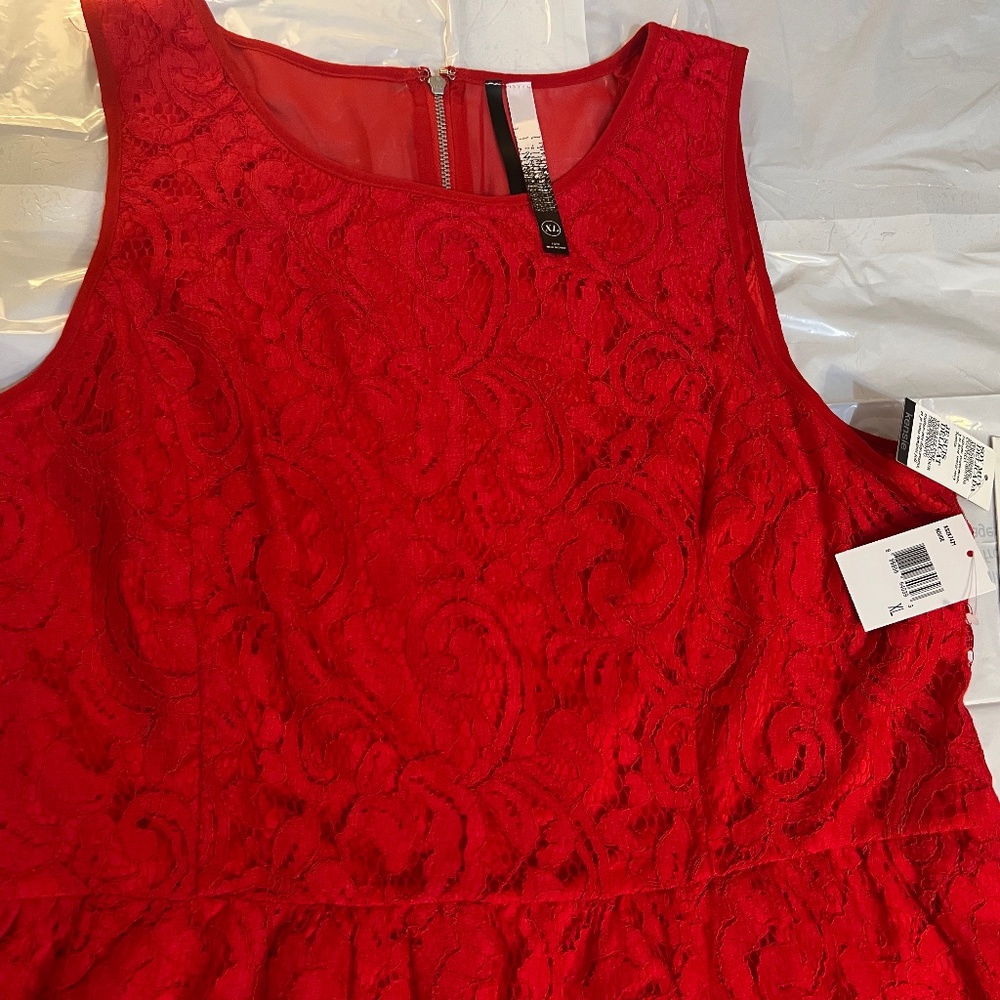 NWT Kensie Paisley Lace Sleeveless Backed Zipper Dress in Rouge Red Size XL - Picture 10 of 16